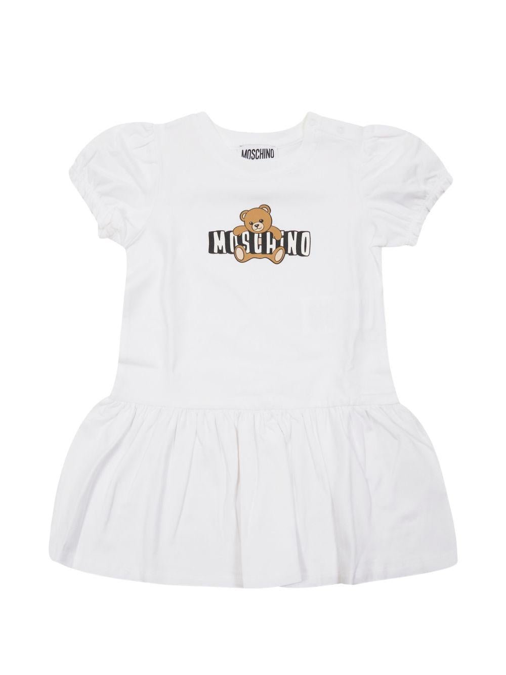 Abito per neonata Moschino Kids bianco a maniche corte - Rubino Kids