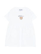 Abito per neonata Moschino Kids bianco con dettaglio orsetto - Rubino Kids