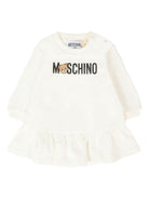 Abito per neonata Moschino Kids bianco con logo Teddy Bear - Rubino Kids