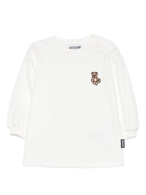 Abito per neonata Moschino Kids bianco con maniche a sbuffo