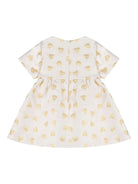 Abito per neonata Moschino Kids bianco con stampa a cuori oro - Rubino Kids