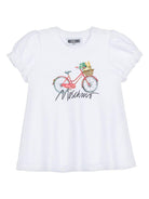 Abito per neonata Moschino Kids bianco con stampa con logo sul davanti - Rubino Kids
