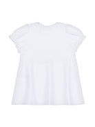 Abito per neonata Moschino Kids bianco con stampa con logo sul davanti - Rubino Kids