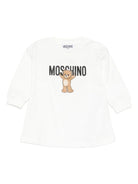 Abito per neonata Moschino Kids bianco con stampa Teddy Bear - Rubino Kids