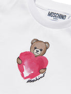 Abito per neonata Moschino Kids bianco con stampa Teddy Bear - Rubino Kids