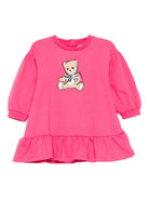 Abito per neonata Moschino Kids fucsia con stampa Teddy Bear - Rubino Kids