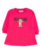 Abito per neonata Moschino Kids fucsia con stampa Teddy Bear - Rubino Kids