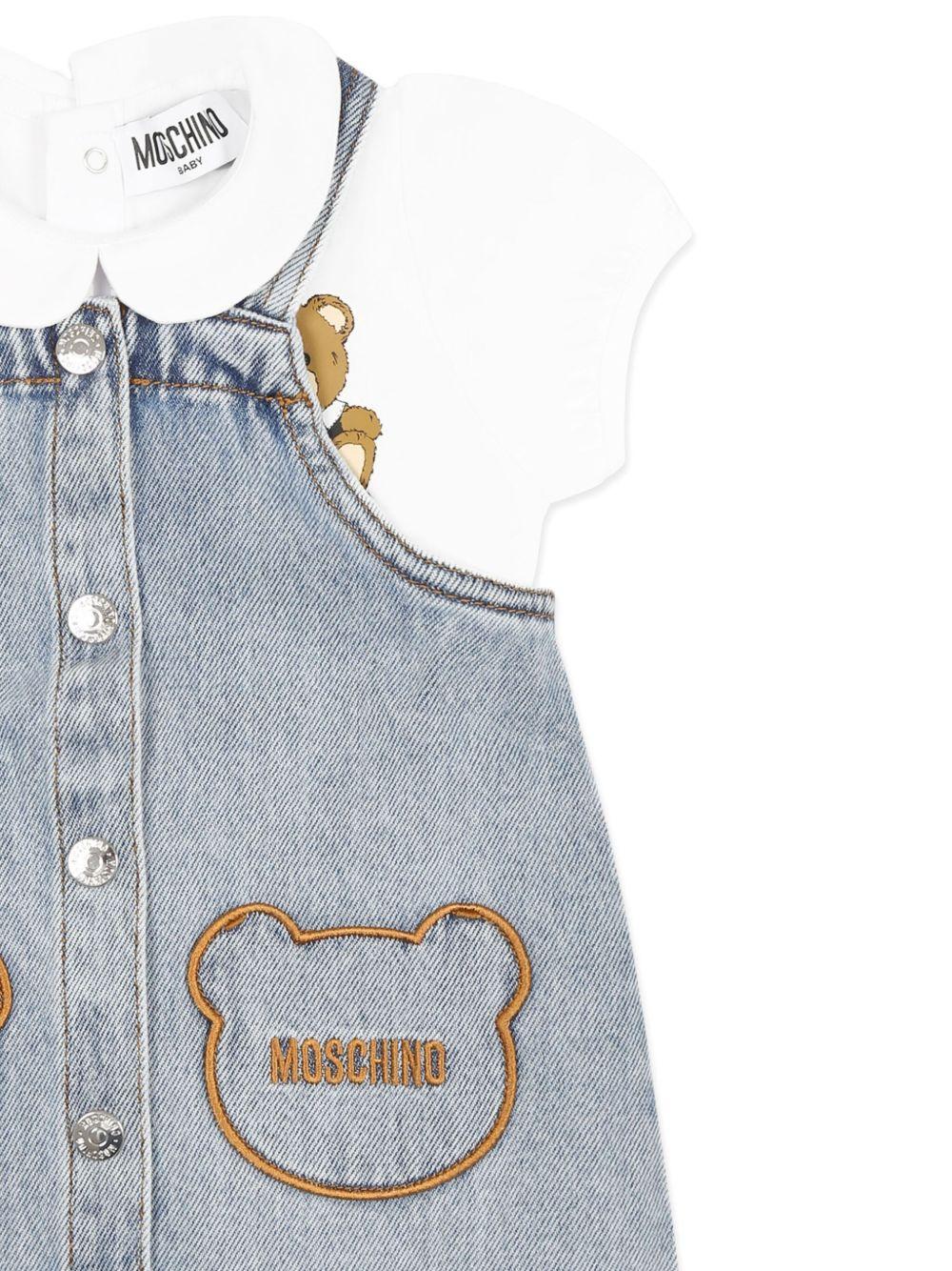 Abito per neonata Moschino Kids in denim con motivo con ricamo - Rubino Kids