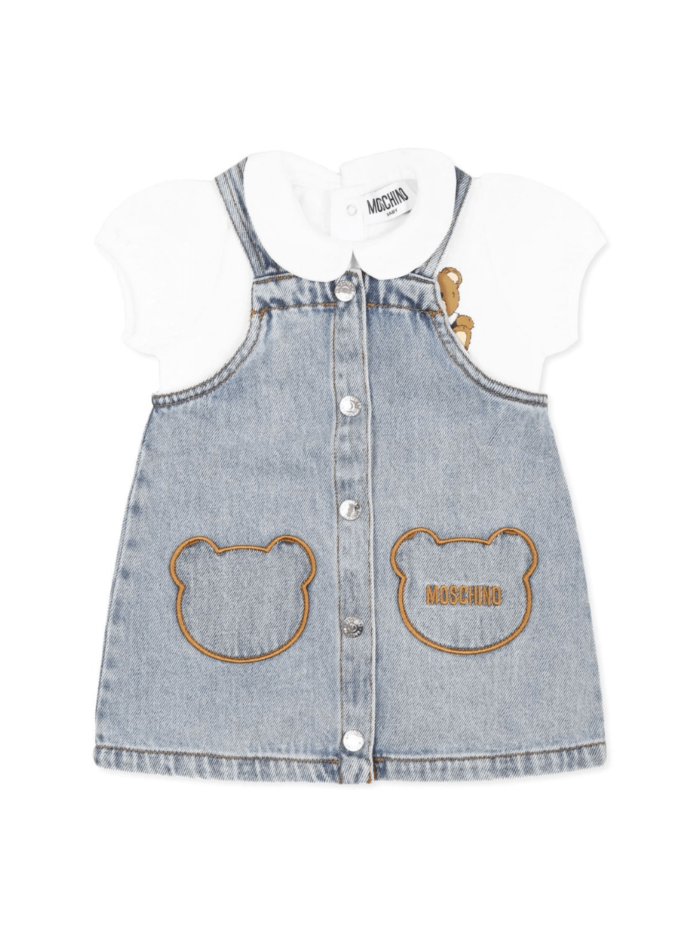 Abito per neonata Moschino Kids in denim con motivo con ricamo - Rubino Kids