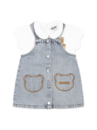 Abito per neonata Moschino Kids in denim con motivo con ricamo - Rubino Kids