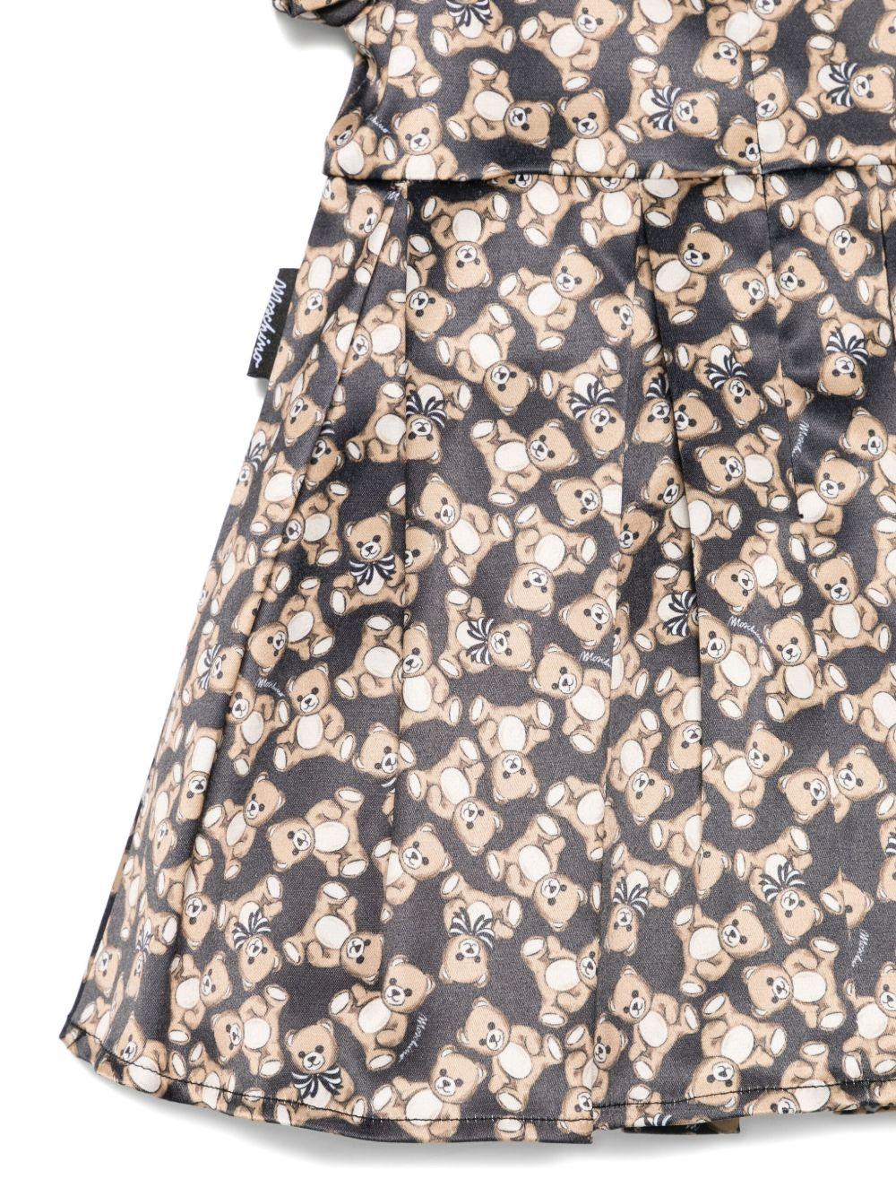 Abito per neonata Moschino Kids nero con stampa Teddy - Rubino Kids