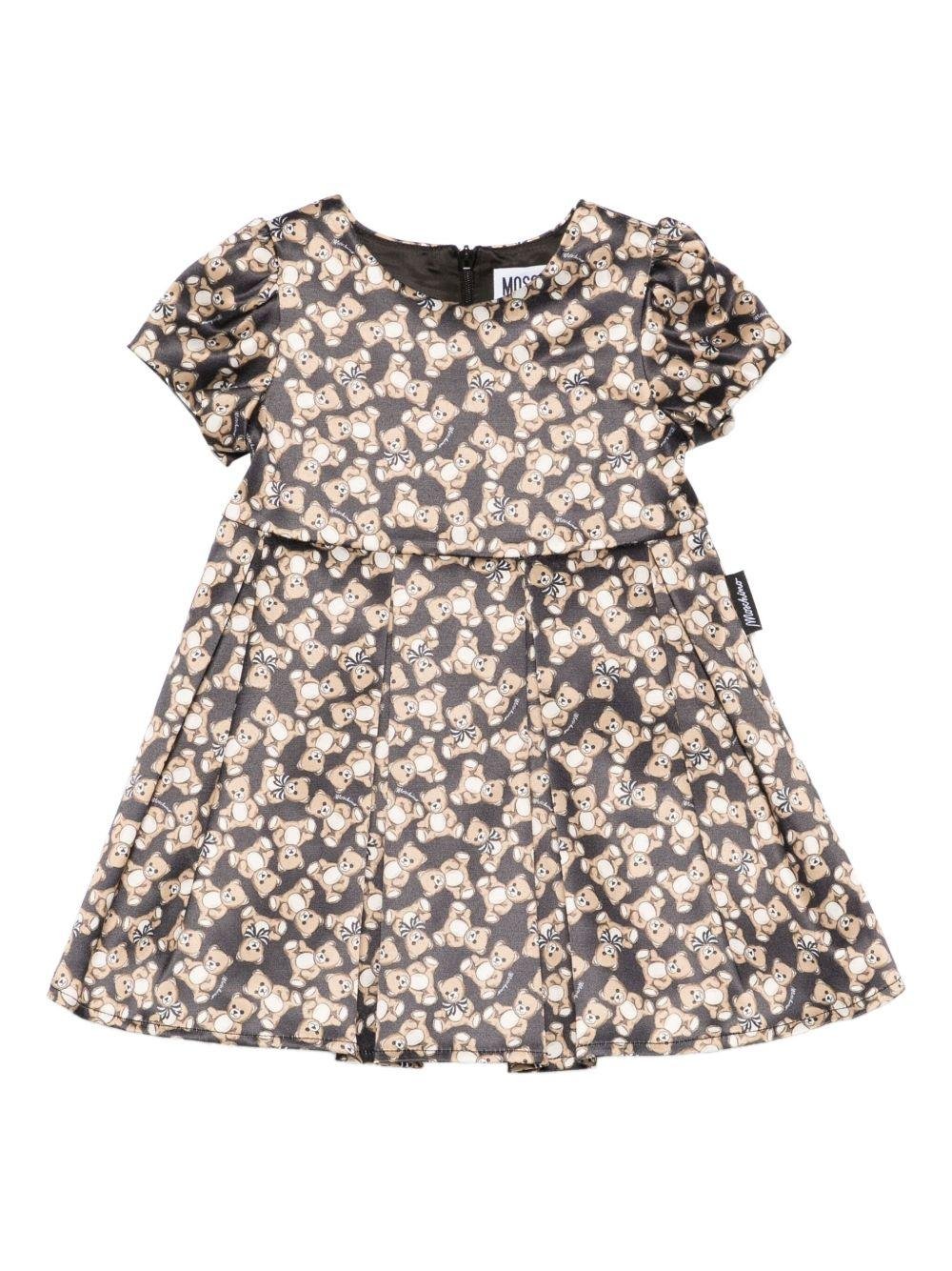 Abito per neonata Moschino Kids nero con stampa Teddy - Rubino Kids