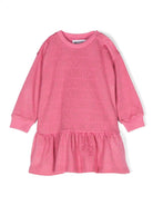 Abito per neonata Moschino Kids rosa con logo goffrato - Rubino Kids