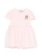 Abito per neonata Moschino Kids rosa con ricamo Teddy Bear - Rubino Kids