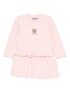 Abito per neonata Moschino Kids rosa con scollo rotondo - Rubino Kids