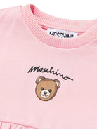 Abito per neonata Moschino Kids rosa con stampa Teddy Bear sul davanti - Rubino Kids