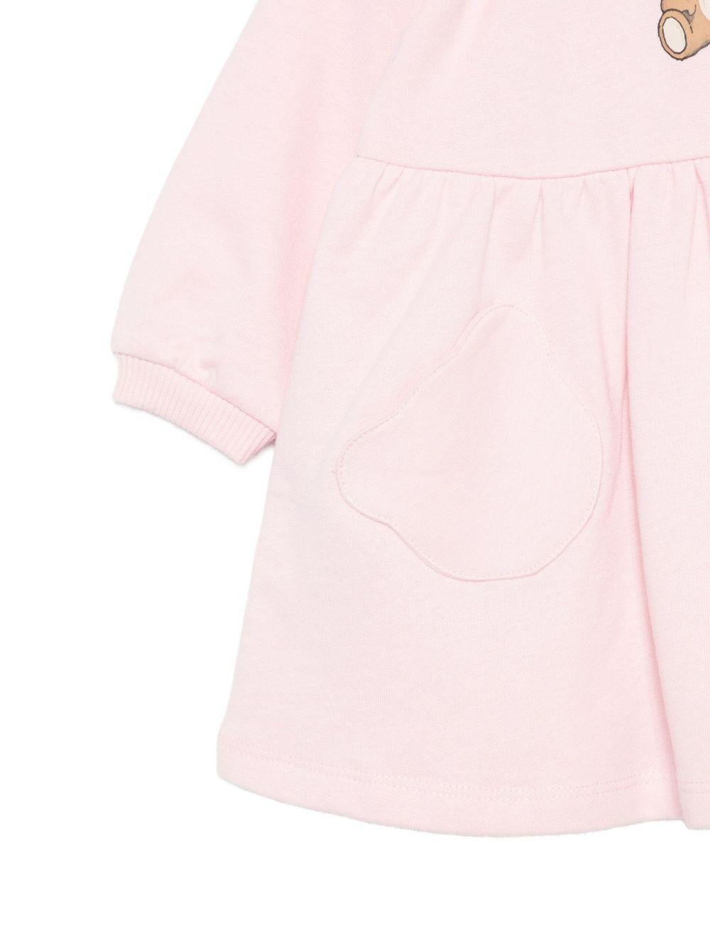 Abito per neonata Moschino Kids rosa con stampa Teddy - Rubino Kids