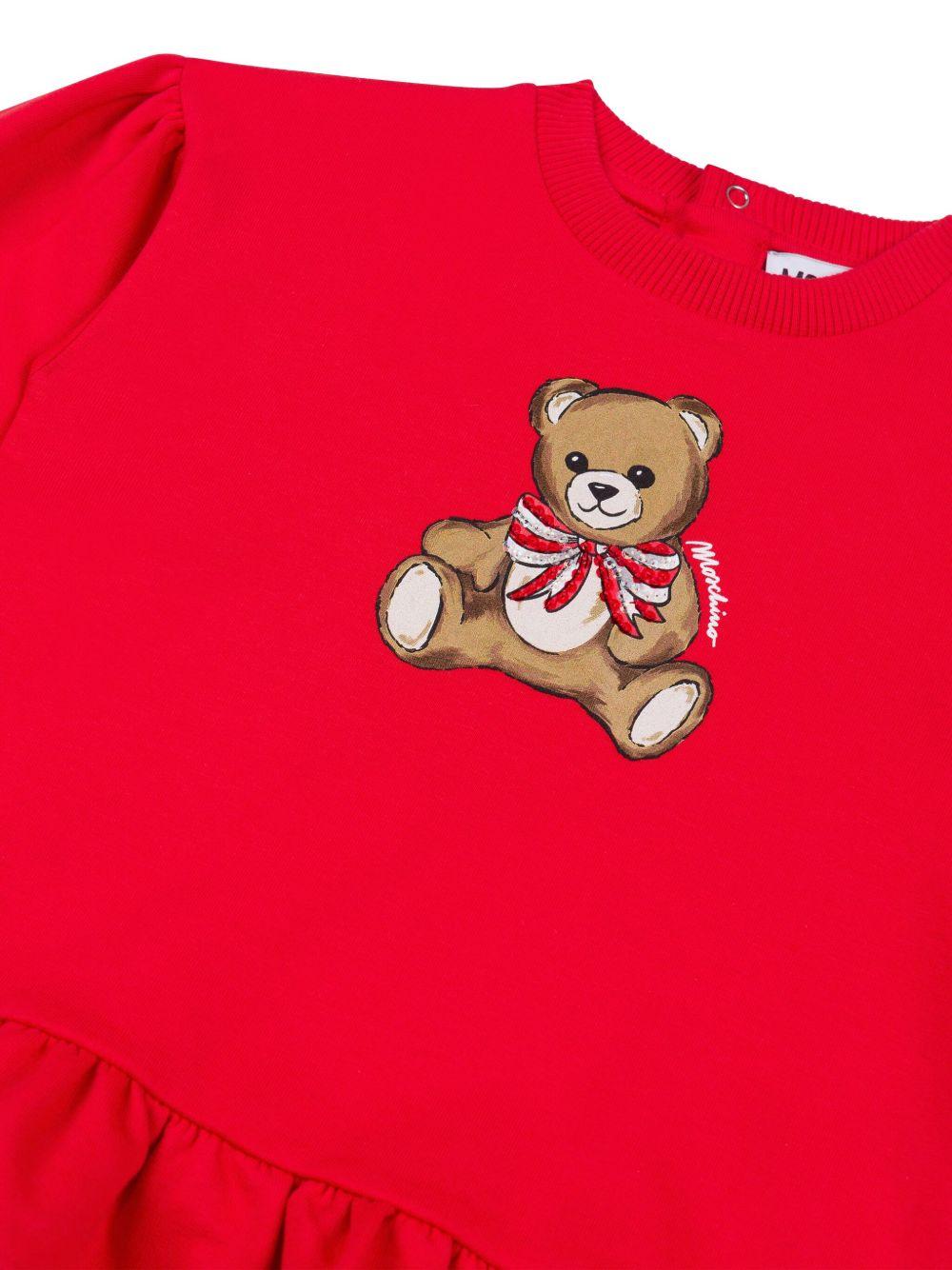 Abito per neonata Moschino Kids rosso con logo Teddy Bear - Rubino Kids