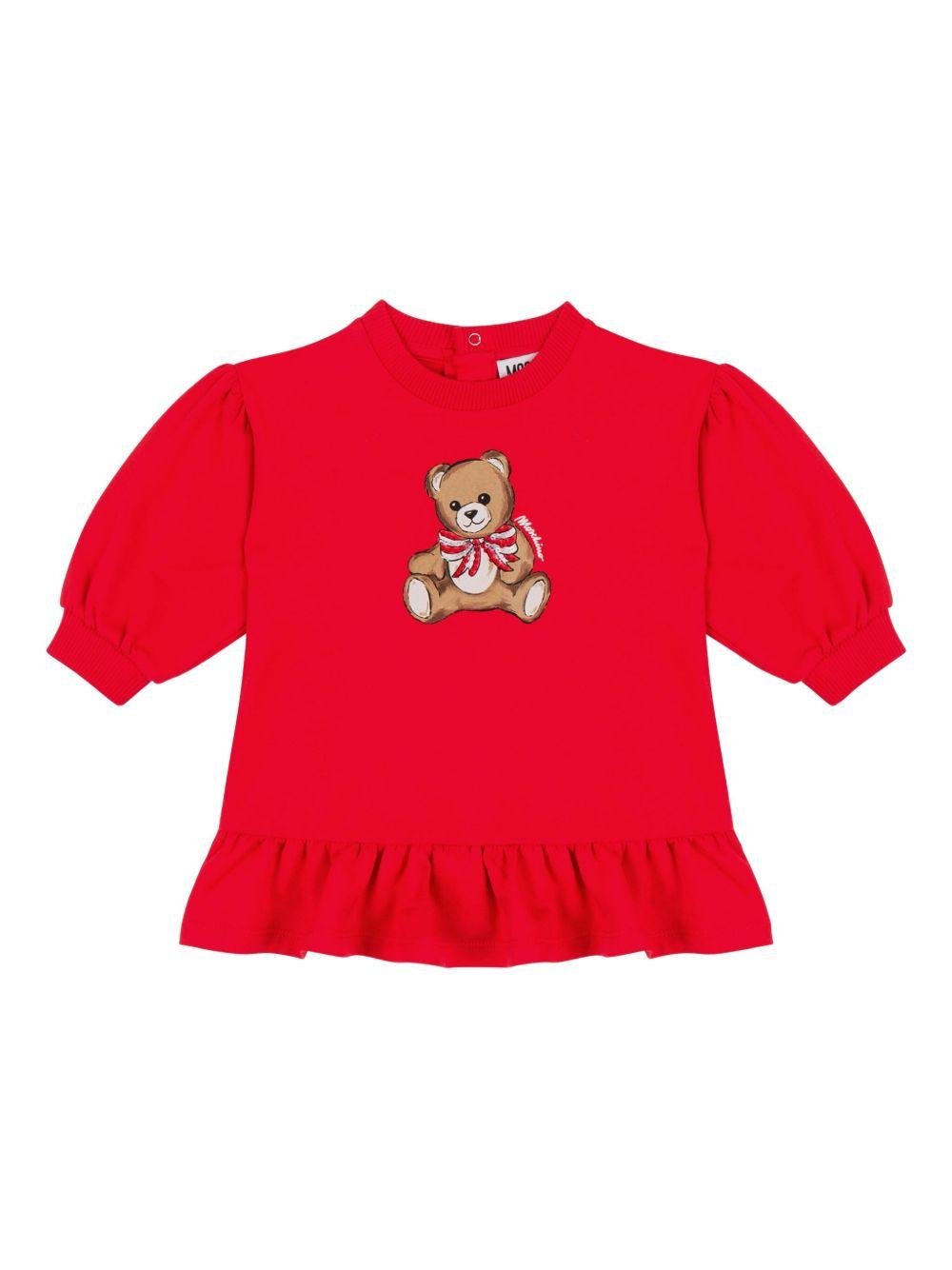 Abito per neonata Moschino Kids rosso con logo Teddy Bear - Rubino Kids