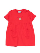 Abito per neonata Moschino Kids rosso con stampa Teddy Bear sul davanti - Rubino Kids