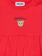 Abito per neonata Moschino Kids rosso con stampa Teddy Bear sul davanti - Rubino Kids
