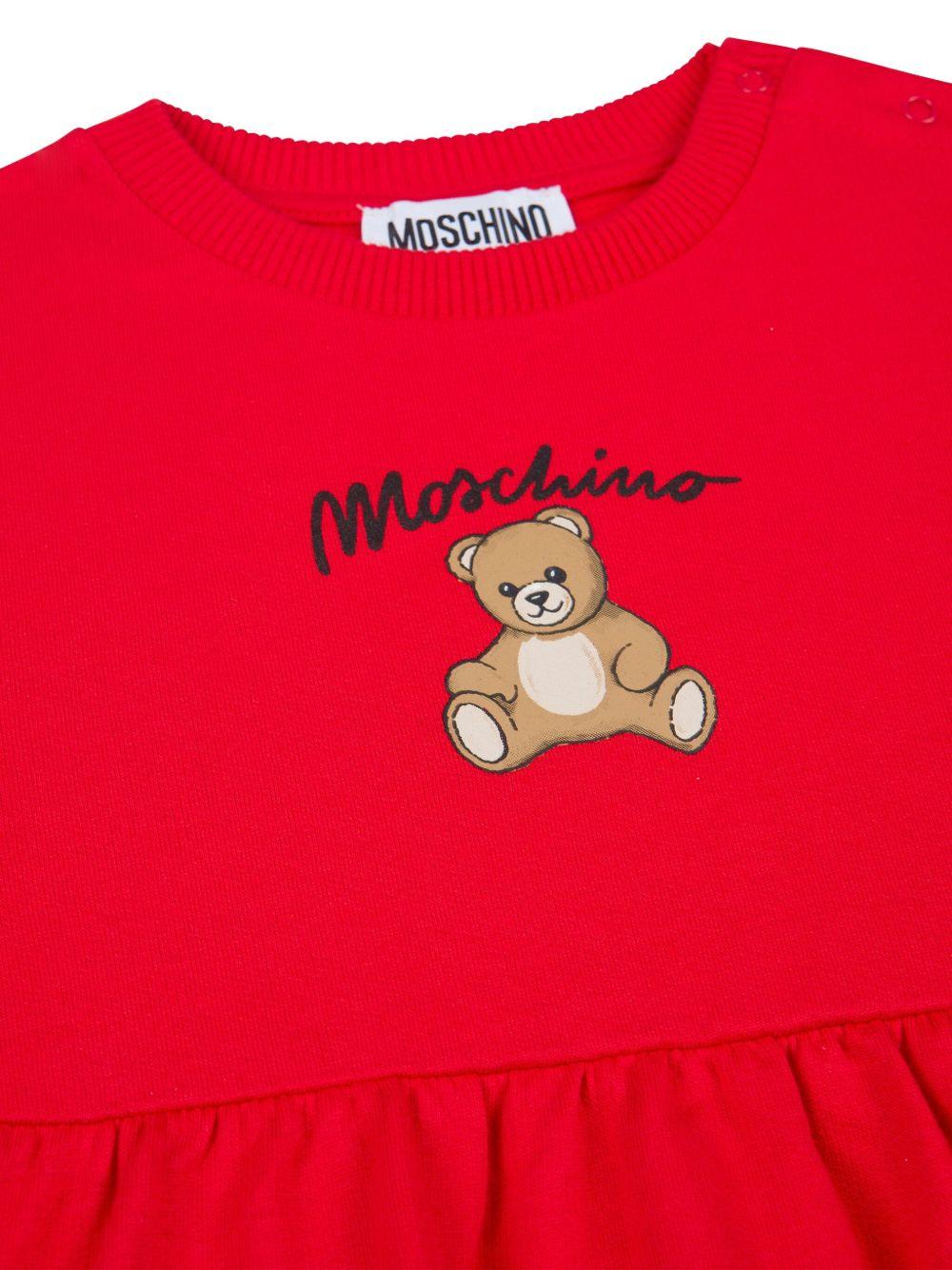Abito per neonata Moschino Kids rosso con stampa Teddy - Rubino Kids