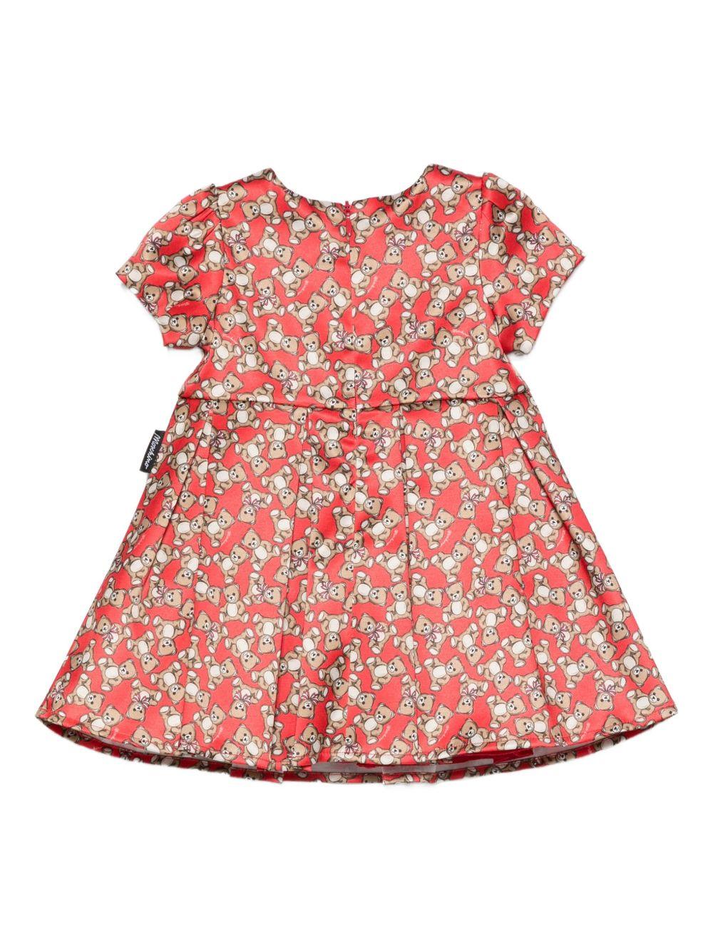 Abito per neonata Moschino Kids rosso con stampa Teddy - Rubino Kids