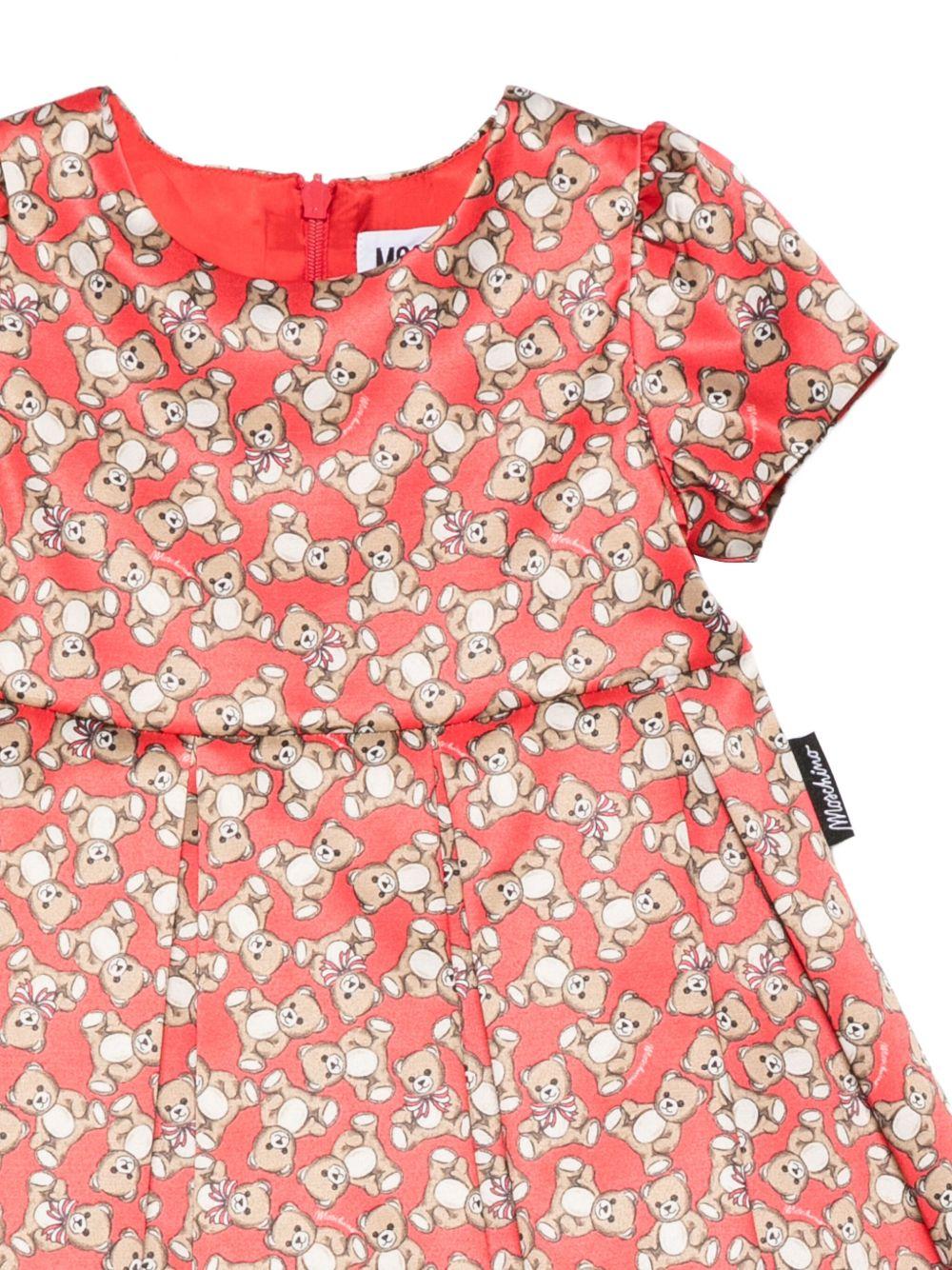 Abito per neonata Moschino Kids rosso con stampa Teddy - Rubino Kids