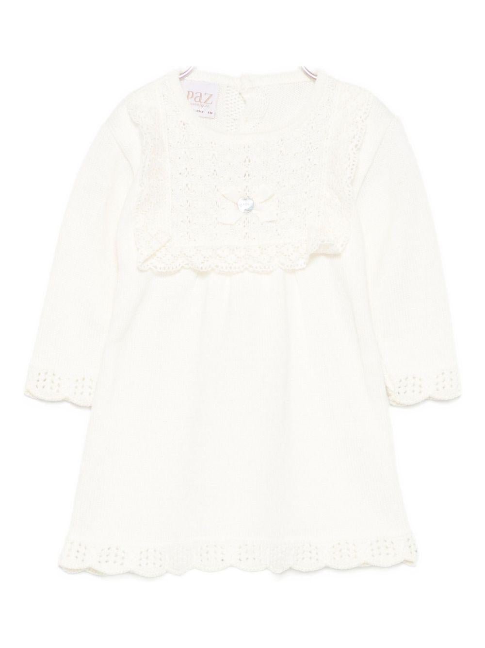 Abito per neonata Paz Rodríguez bianco con orlo smerlato - Rubino Kids