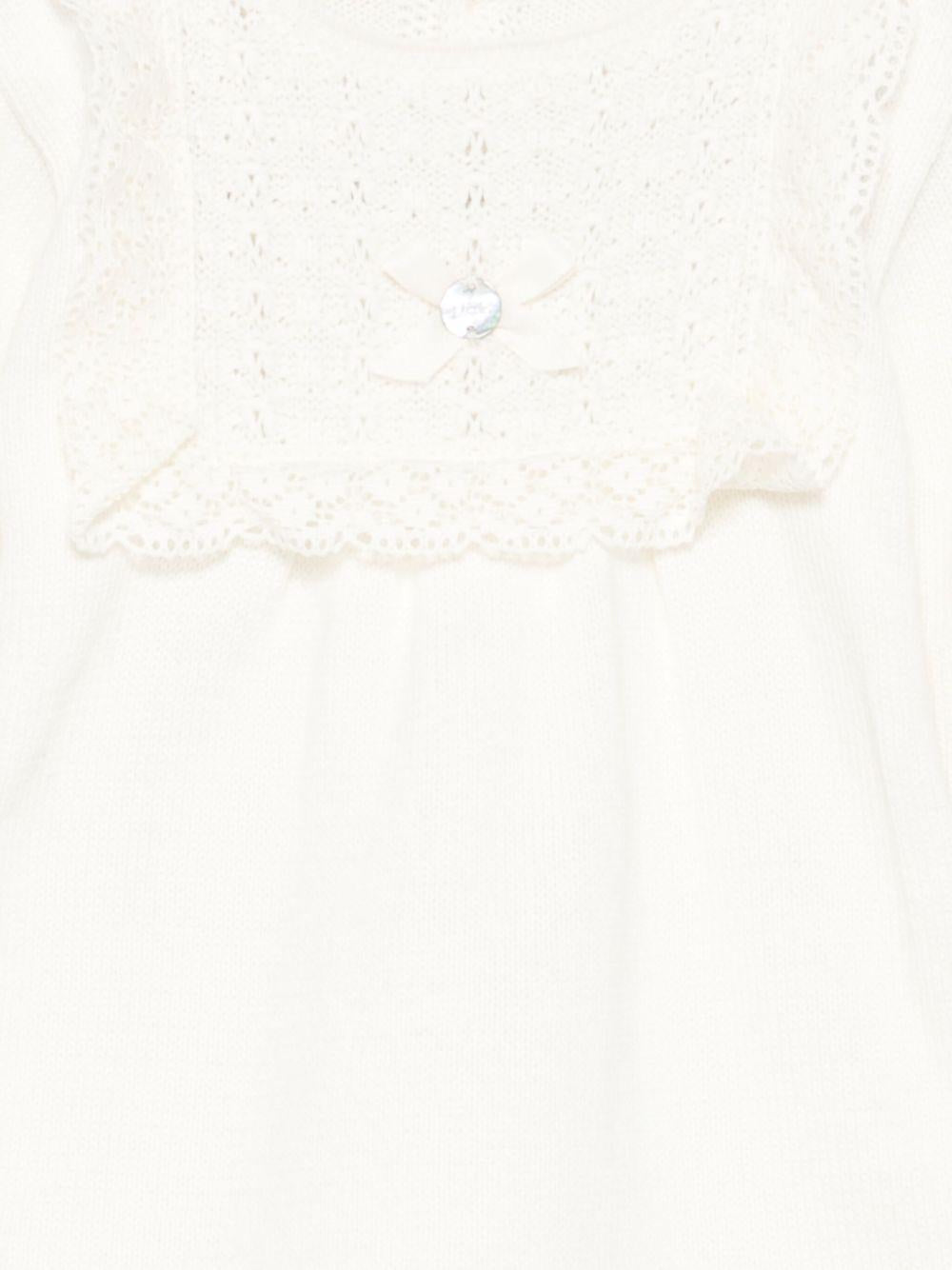 Abito per neonata Paz Rodríguez bianco con orlo smerlato - Rubino Kids