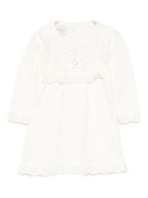 Paz Rodríguez white baby girl dress with scalloped hem