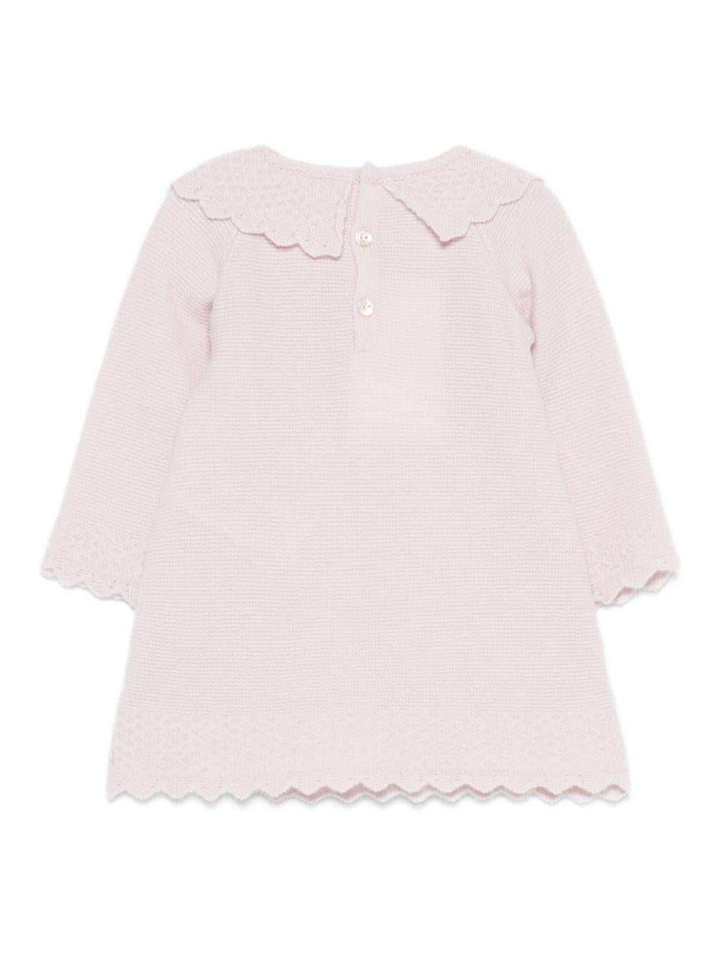 Abito per neonata Paz Rodríguez rosa con colletto alla Peter Pan - Rubino Kids