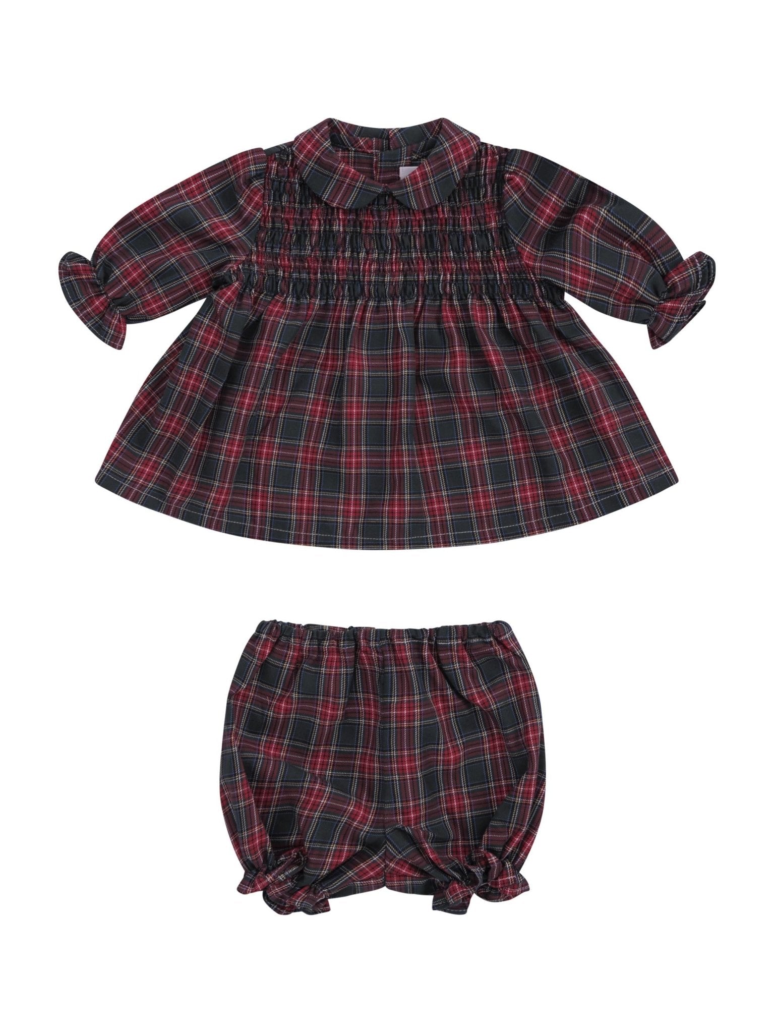 Abito per neonata Pepecè verde con motivo scozzese - Rubino Kids