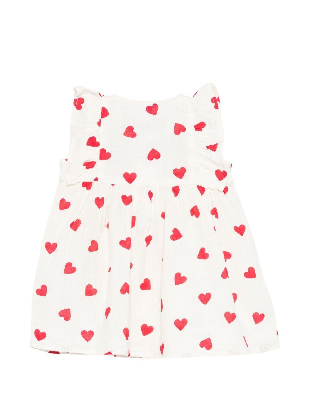 Abito per neonata Petit Bateau bianco con stampa a cuori rosso - Rubino Kids
