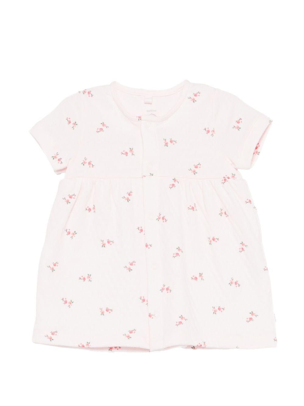 Abito per neonata Petit Bateau rosa con stampa a fiori - Rubino Kids