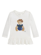 Abito per neonata Polo Ralph Lauren Kids bianco con stampa orsetto - Rubino Kids