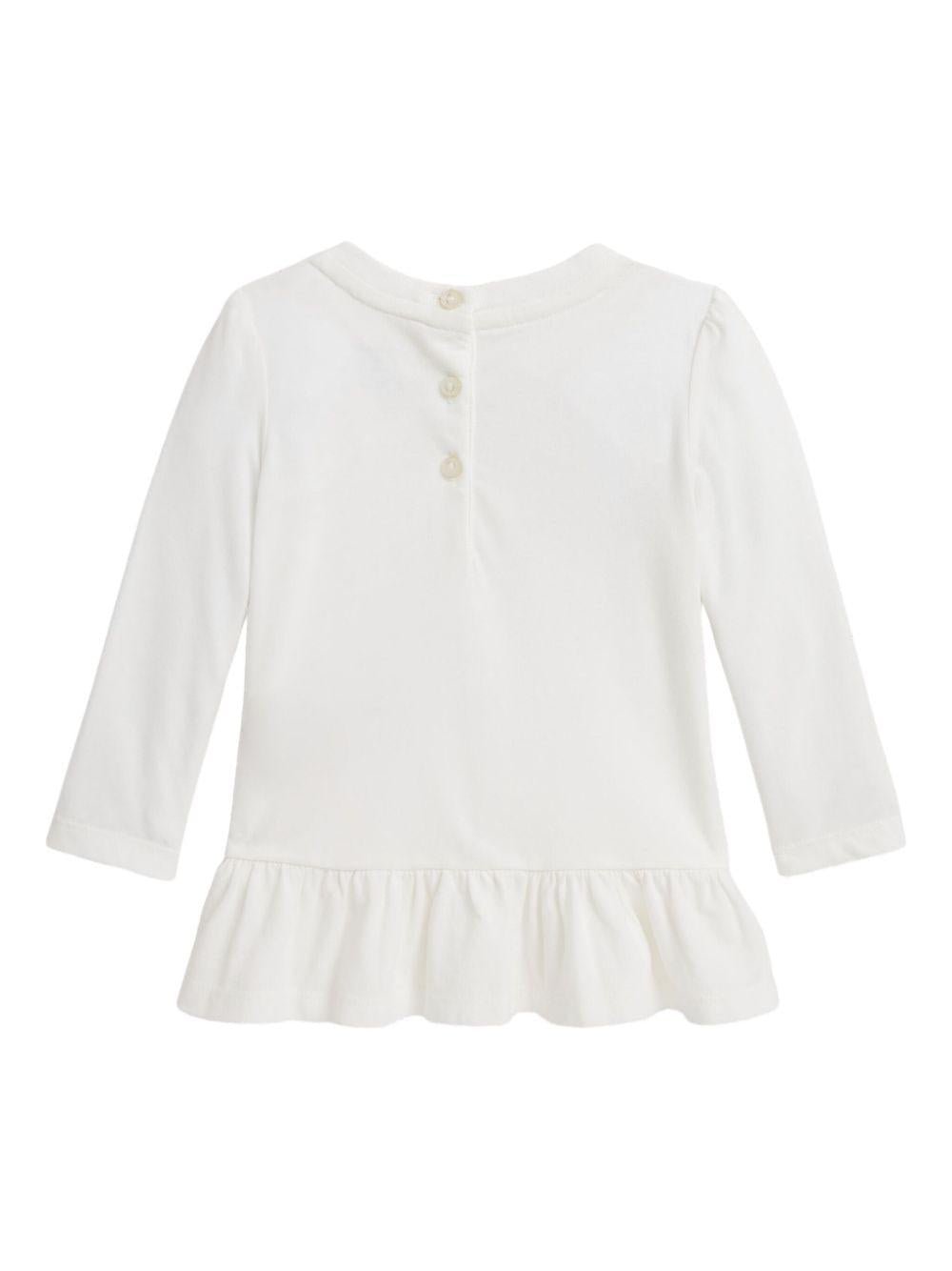 Abito per neonata Polo Ralph Lauren Kids bianco con stampa orsetto - Rubino Kids
