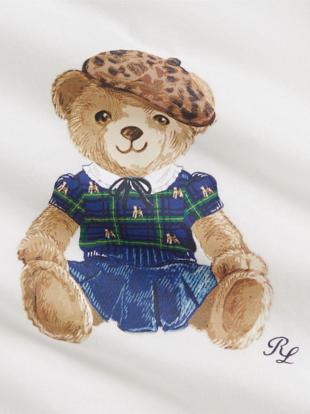 Abito per neonata Polo Ralph Lauren Kids bianco con stampa orsetto - Rubino Kids