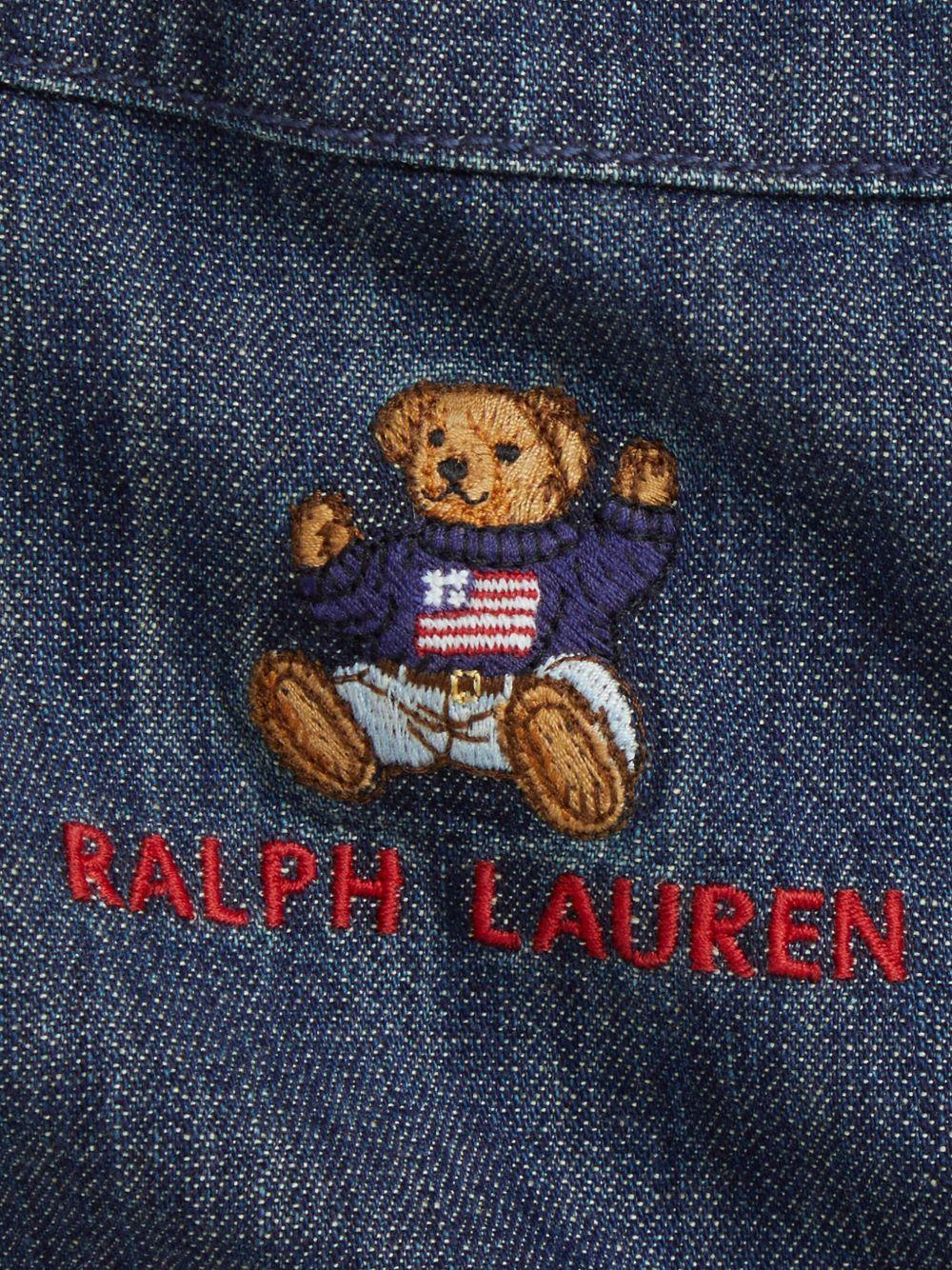 Abito per neonata Polo Ralph Lauren Kids denim con ricamo Teddy Bear - Rubino Kids