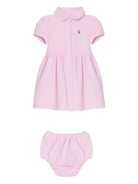 Abito per neonata Polo Ralph Lauren Kids rosa con ricamo motivo Polo Pony - Rubino Kids