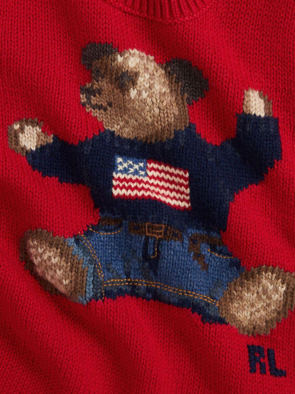 Abito per neonata Polo Ralph Lauren Kids rosso con intarsio Polo Bear - Rubino Kids