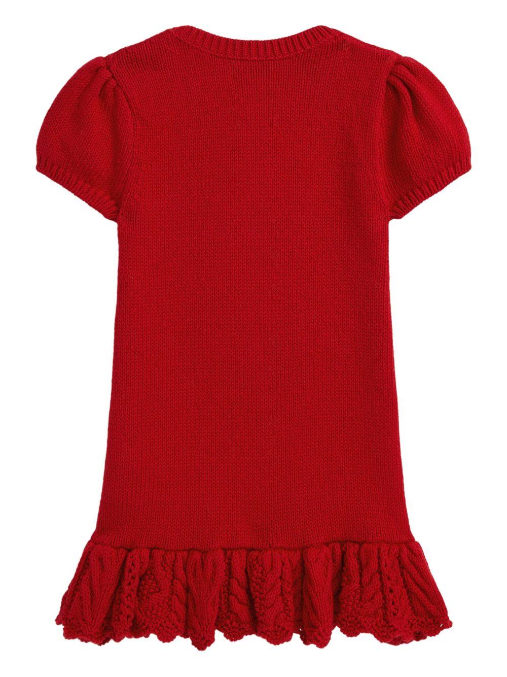 Abito per neonata Polo Ralph Lauren Kids rosso con intarsio Polo Bear - Rubino Kids