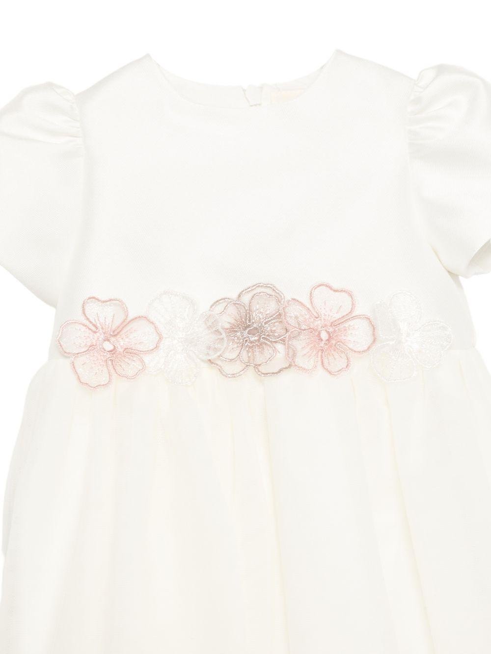 Abito per neonata Simonetta bianco con applicazione floreale - Rubino Kids