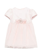 Abito per neonata Simonetta rosa con applicazione floreale - Rubino Kids