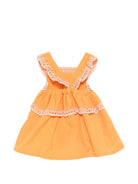 Abito per neonata Stella McCartney Kids arancione in pizzo sangallo - Rubino Kids