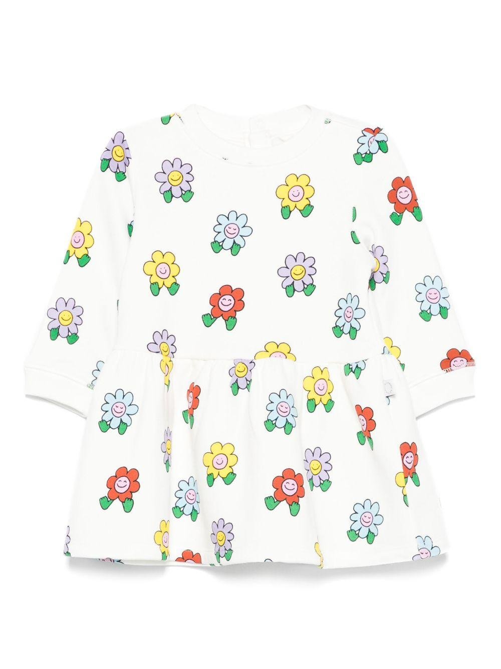 Abito per neonata Stella McCartney Kids bianco a fiori - Rubino Kids