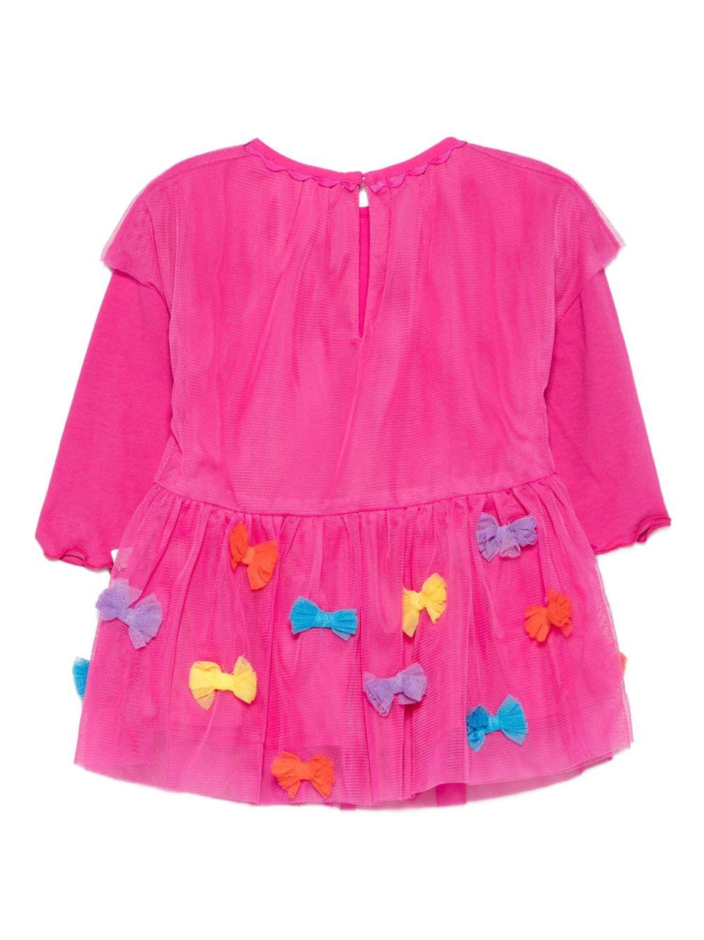 Abito per neonata Stella McCartney Kids fucsia con dettagli in tulle - Rubino Kids
