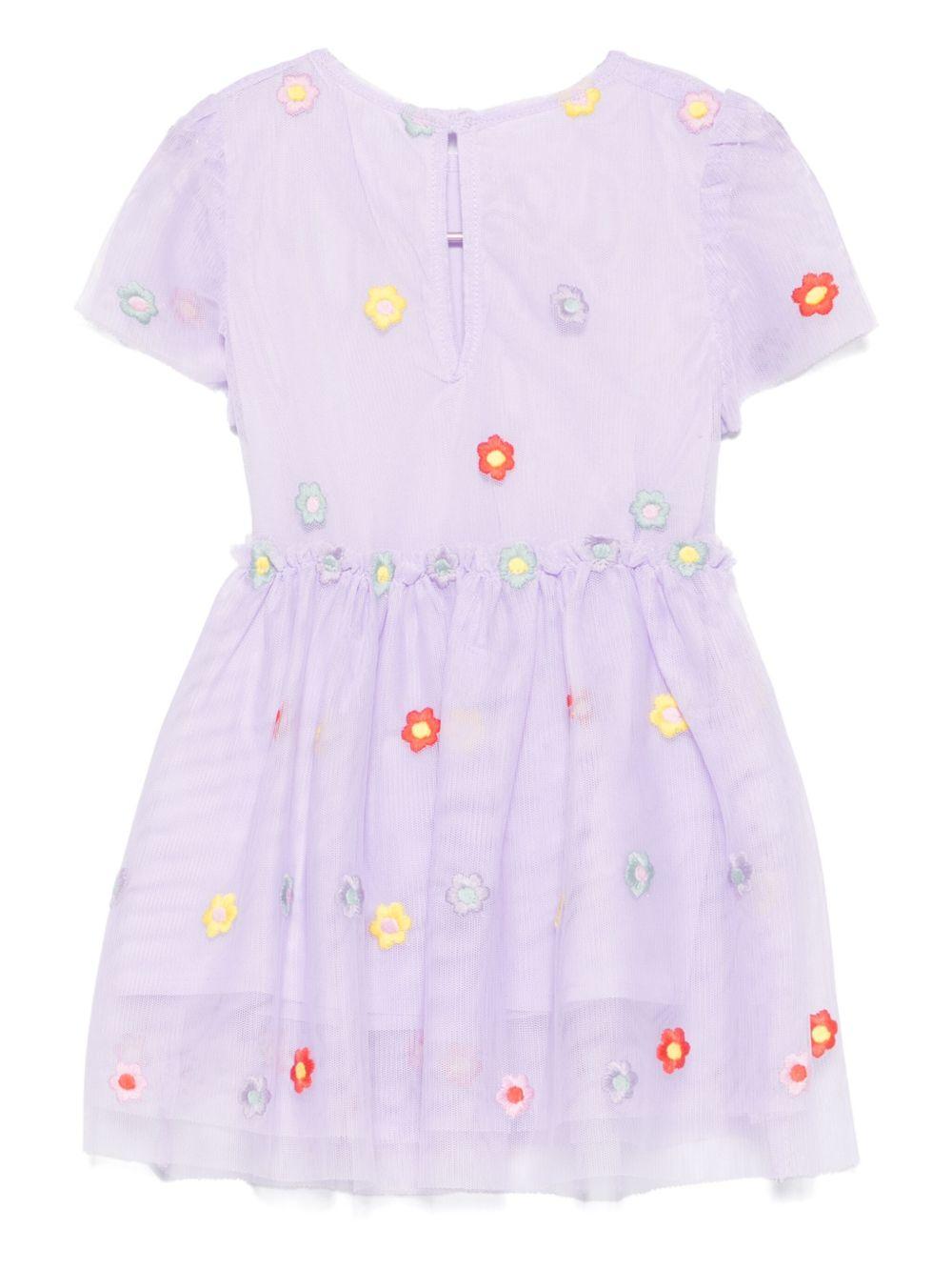 Abito per neonata Stella McCartney Kids lilla ricamato a fiori - Rubino Kids