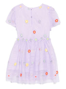 Abito per neonata Stella McCartney Kids lilla ricamato a fiori - Rubino Kids