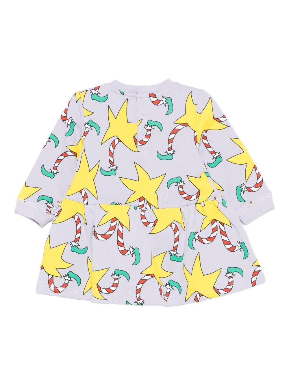 Abito per neonata Stella McCartney Kids multicolor con stampa e gonna con arricciatura - Rubino Kids